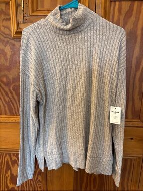 Lucky Brand Light Taupe Ribbed Turtleneck Sweater
